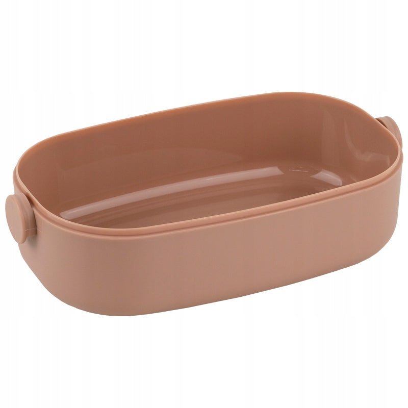 Wnętrze lunchboxa z przegrodami i kompletem sztućców