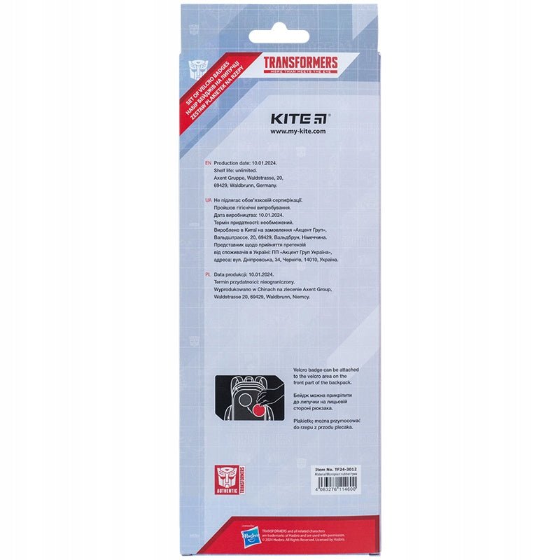 Naszywki na rzep emblemat 3 szt Transformers KITE