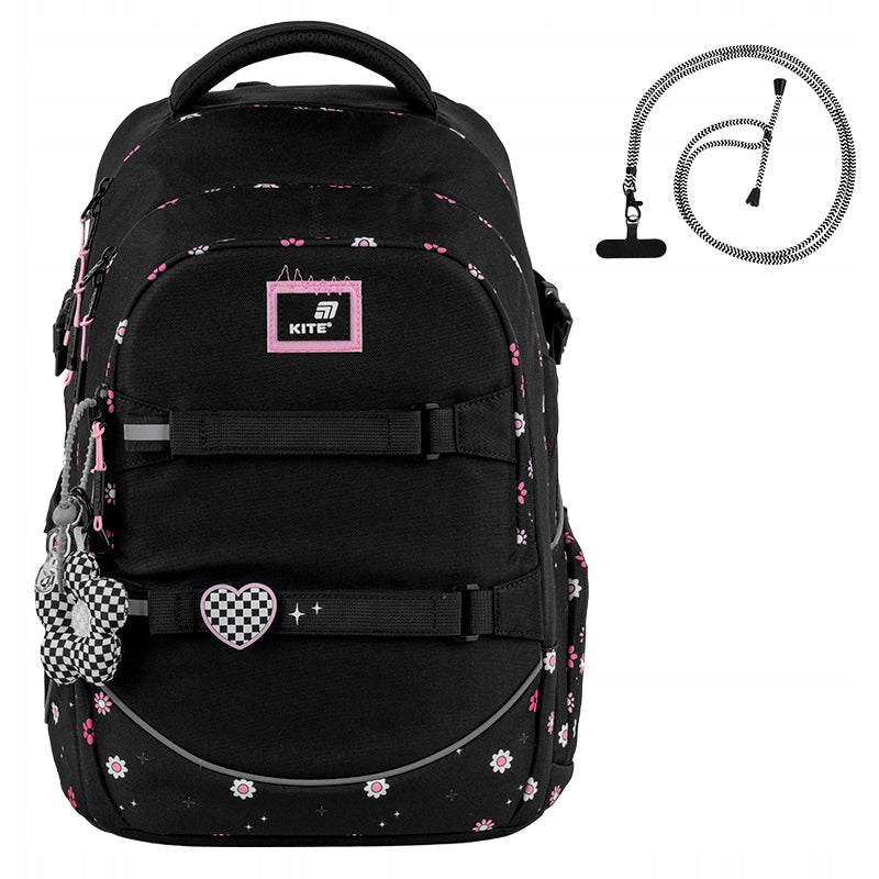 Plecak szkolny młodzieżowy dla dziewczyny Kite czarny