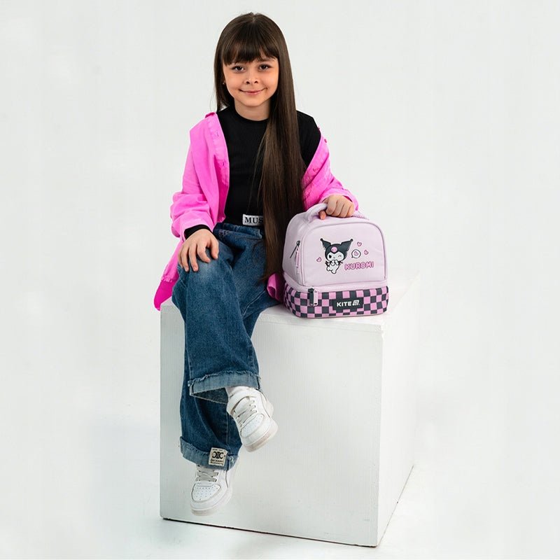 Torba na posiłki Kuromi Kite w kolorze różowym z izolacją termiczną i uroczym wzorem