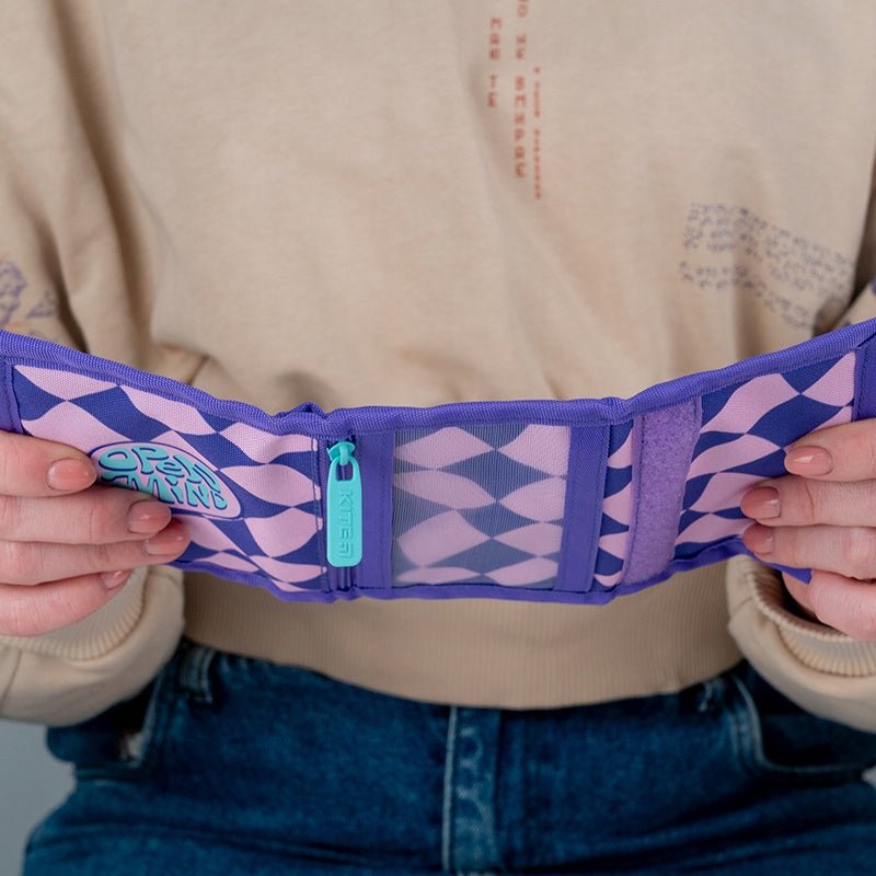 PORTFEL DLA DZIEWCZYNEK POZIOMY FIOLETOWA KRATKA KITE K24-598-8