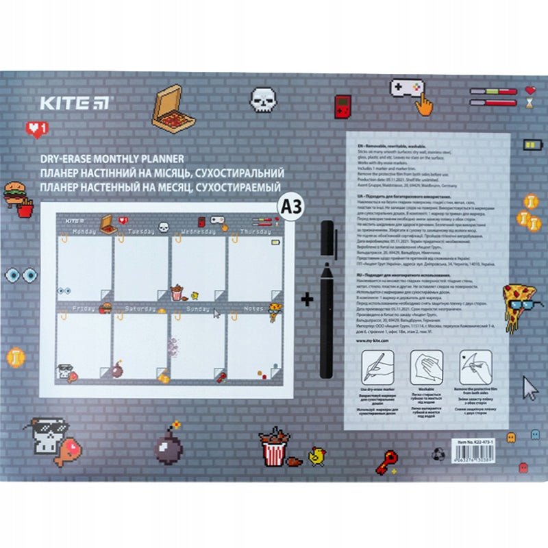 Planer ścienny dla dzieci na tydzień A3