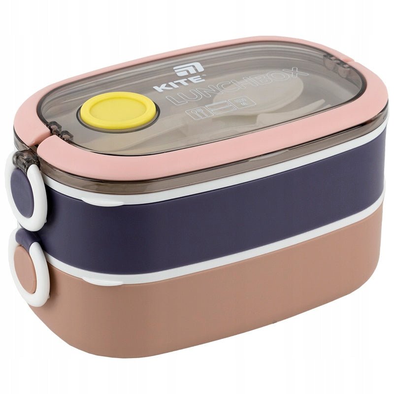 Podwójna śniadaniówka Kite 1600 ml z przezroczystą pokrywką i rączką