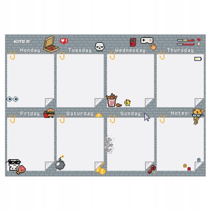 Planer ścienny dla dzieci na tydzień A3