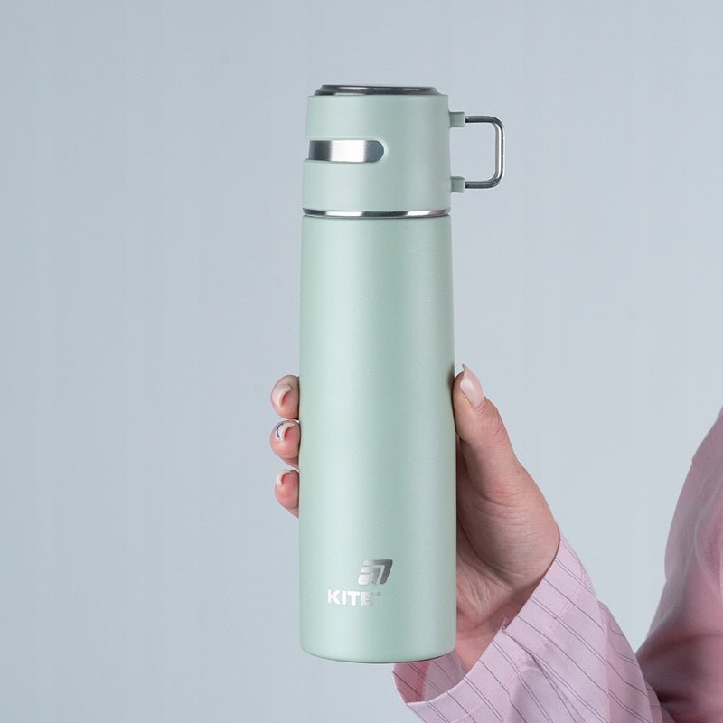 Termos z kubkiem metalowy 500 ml zielony