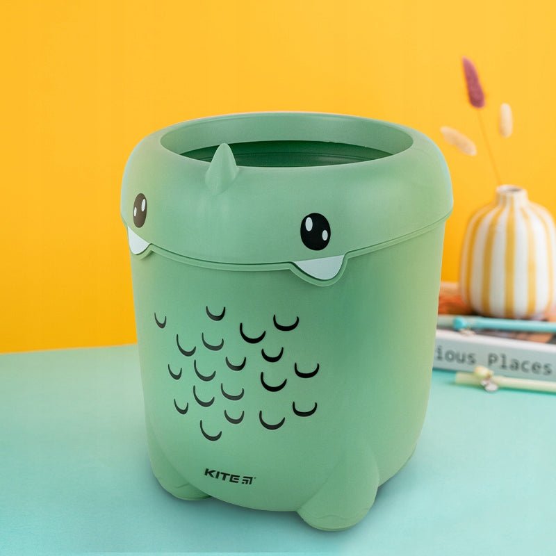 Kosz na śmieci na biurko dla dziecka zielony dinozaur