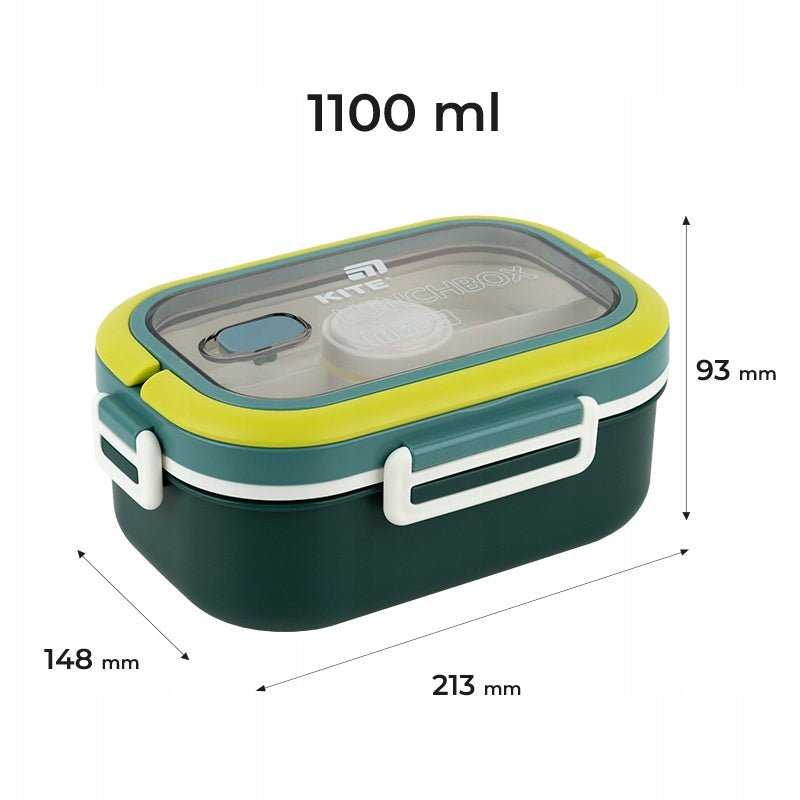 Lunchbox z łyżką i widelcem oraz wewnętrzną pokrywką dla szczelności