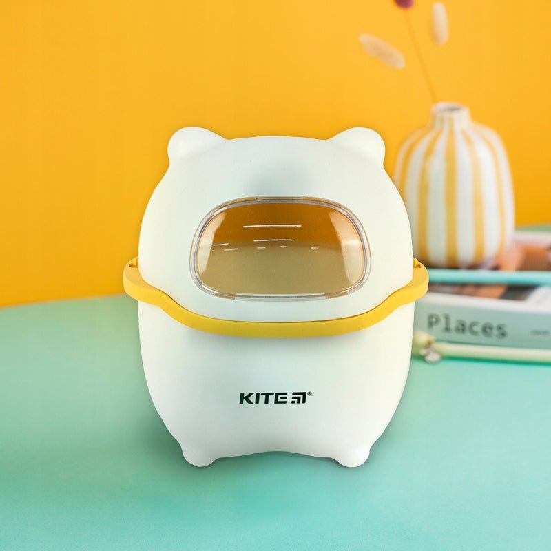 Kosz na śmieci na biurko dla dziecka żółty kosmos