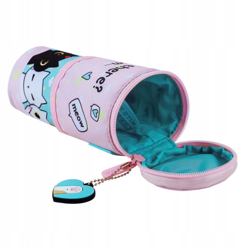 Piórnik tuba dla dziewczynki rożowy kotki