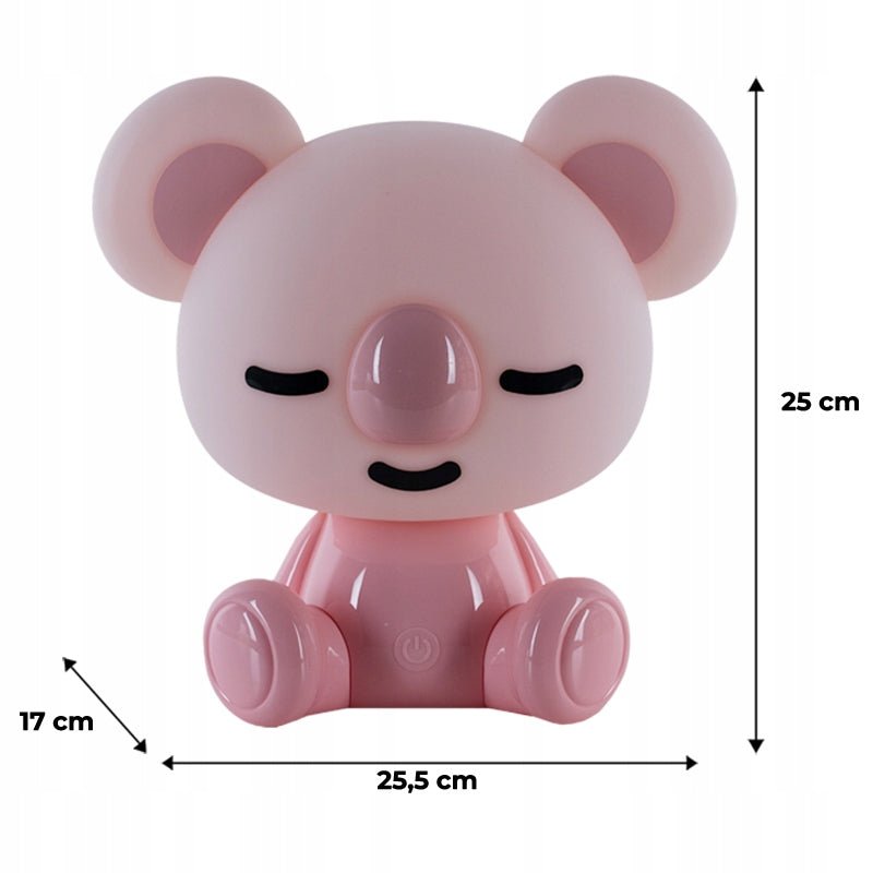 Różowa lampa nocna dla dziewczynek mis koala rozmiar
