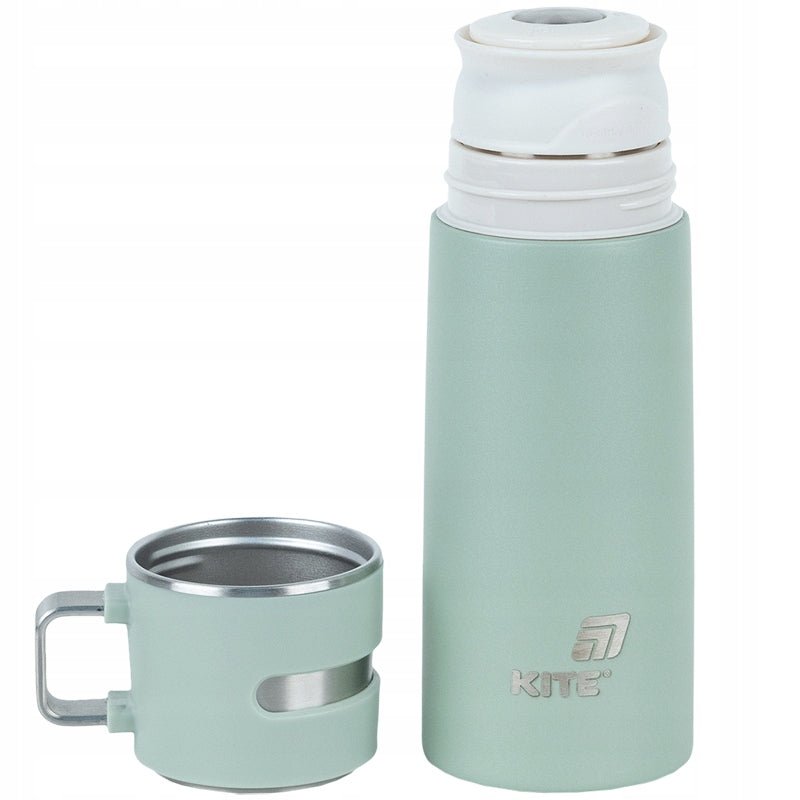Termos z kubkiem dla dzieci metalowy zielony 350 ml Kite