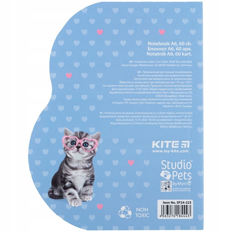 Notes pamiętnik 60 arkuszy kratka niebieski Studio Pets