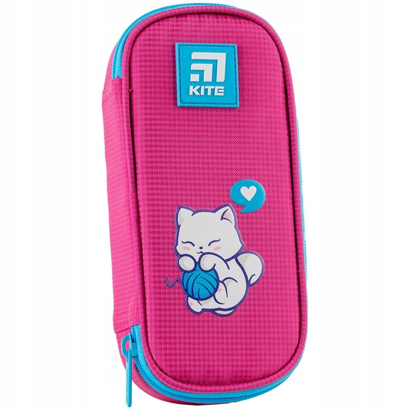 Piórnik szkolny saszetka dla dziewczynek różowy z kotkiem