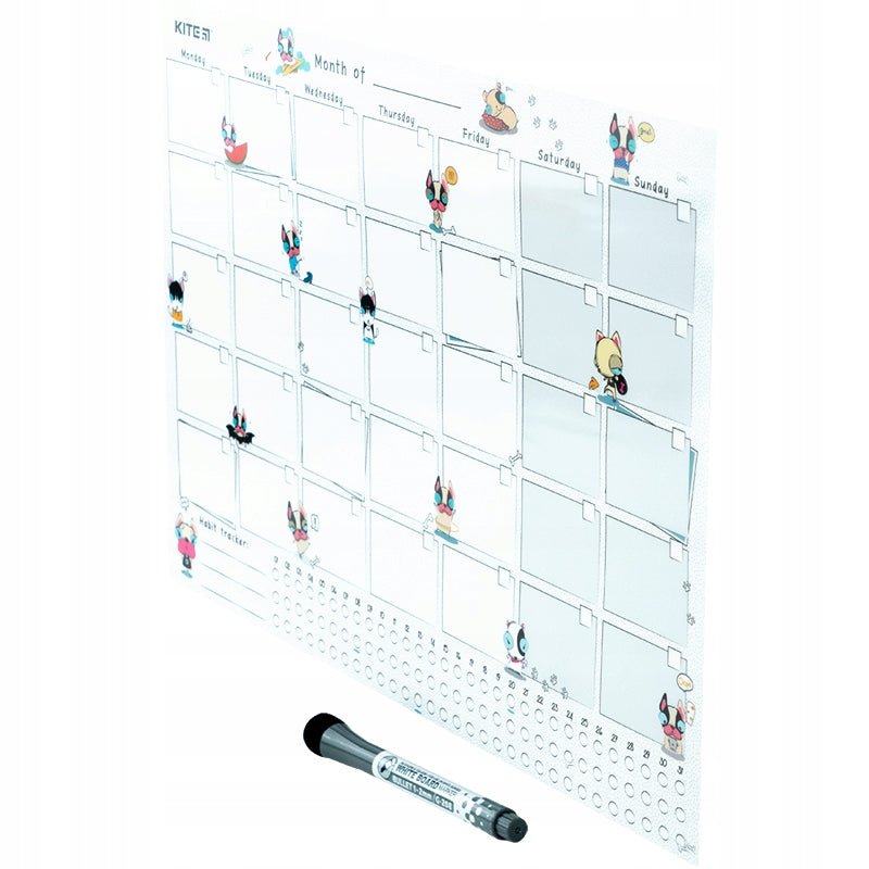 Planer ścienny na miesiąc dla dziewczynki A3 Funny dogs