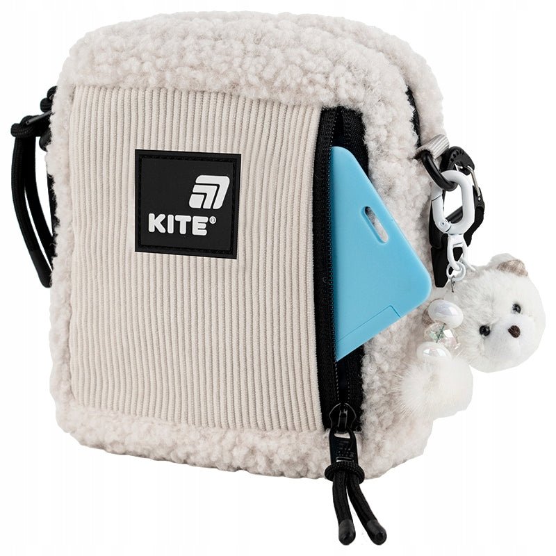 Torebka crossbody beżowa młodzieżowa z pluszem Kite