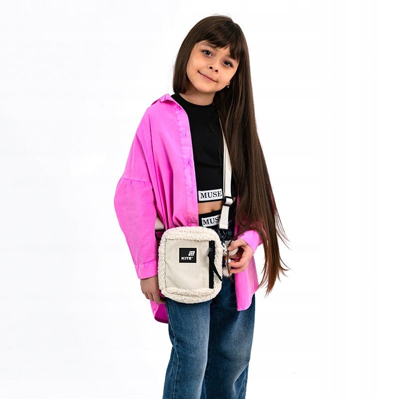 Torebka crossbody beżowa młodzieżowa z pluszem Kite