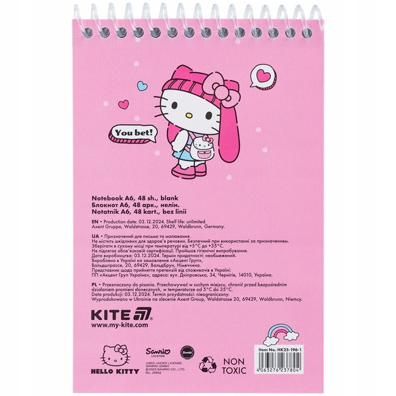 Notes spiralny A6 kołonotatnik Hello Kitty Kite