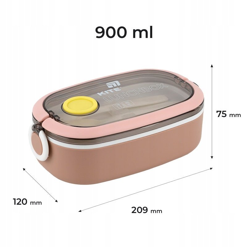 Lunchbox z łyżką i widelcem oraz wewnętrzną pokrywką dla szczelności