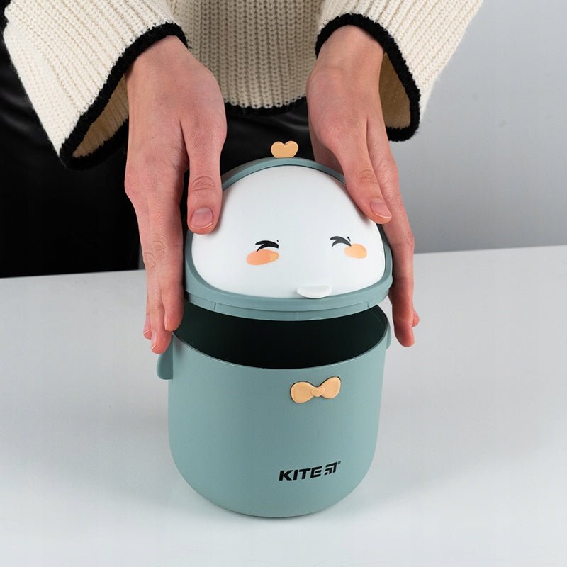 Kosz na śmieci na biurko dla dziecka zielony maskotka