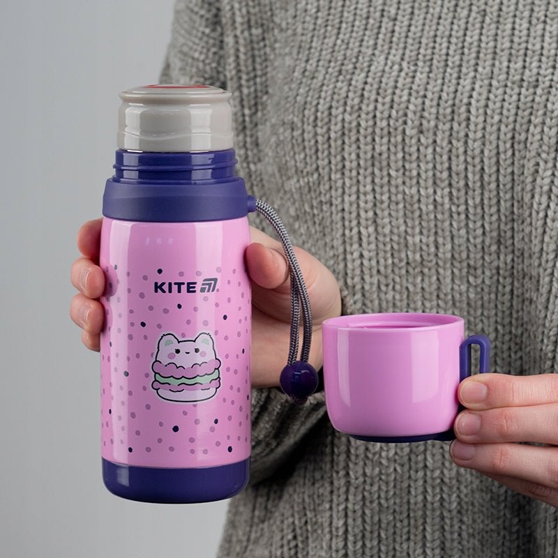 Termos z kubkiem dla dzieci różowy 350 ml Kite