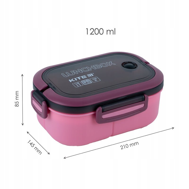 Lunchbox z przegrodkami i ze sztuccami 1200ml różowy