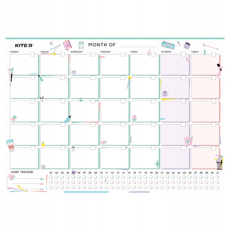 Planer ścienny na miesiąc dla dziewczynki A3 Lady