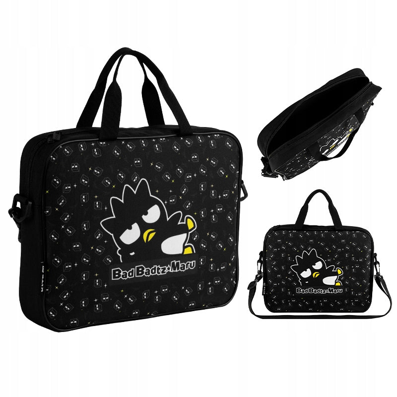 Czarna torba na dokumenty A4 z motywem Bad Badtz-Maru – stylowa i praktyczna dla fanów Sanrio.