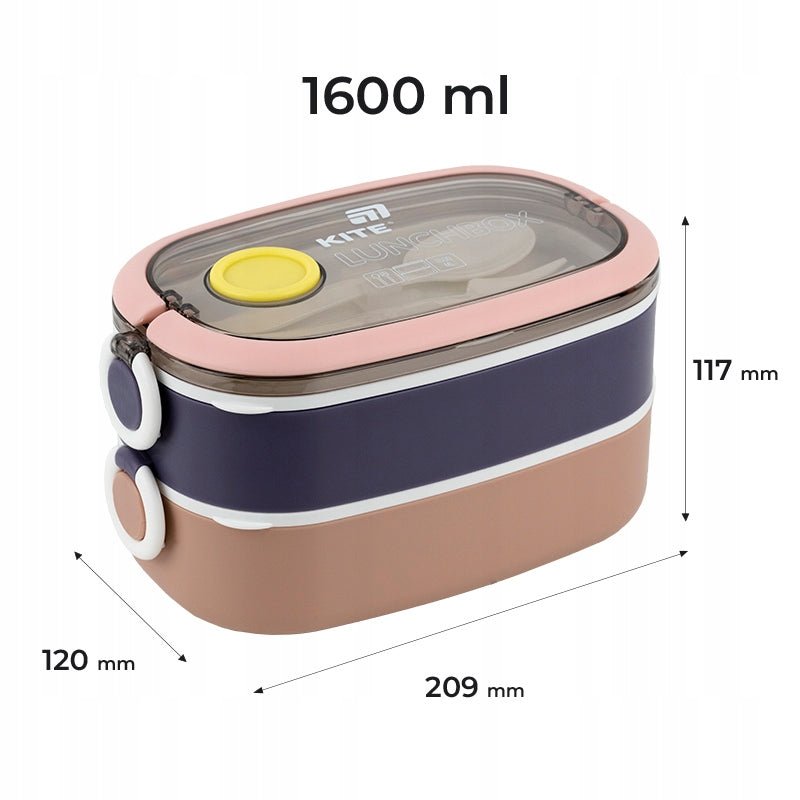 Lunchbox z dwiema oddzielnymi komorami i wewnętrznymi pokrywkami