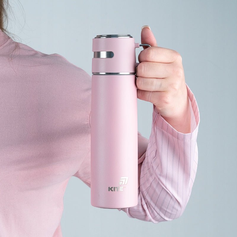 Termos z kubkiem metalowy 500 ml różowy