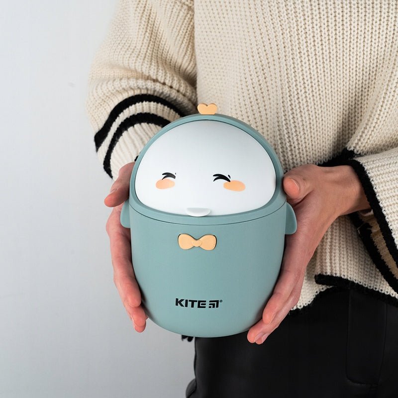 Kosz na śmieci na biurko dla dziecka zielony maskotka