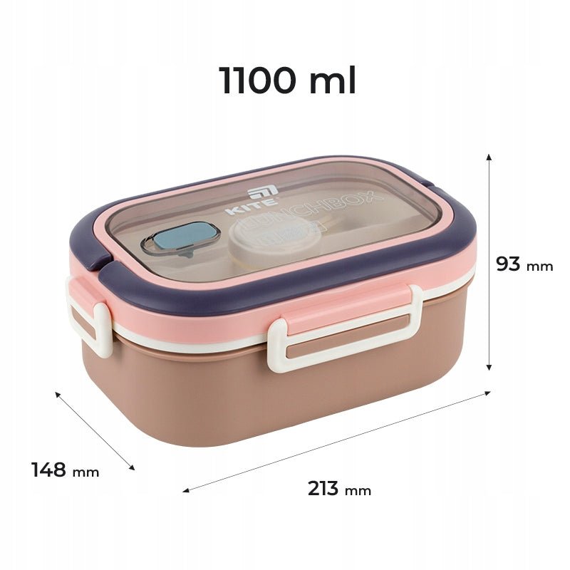 Lunchbox z łyżką i widelcem oraz wewnętrzną pokrywką dla szczelności