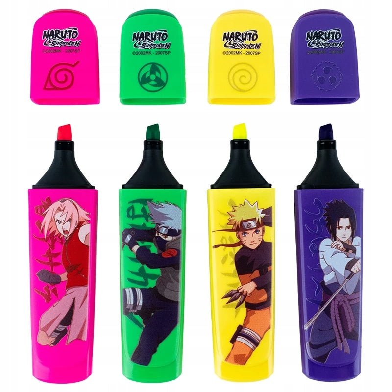 Markery zakreślacz zestaw 4 kolorów Naruto