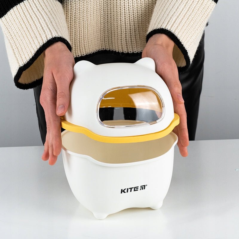 Kosz na śmieci na biurko dla dziecka żółty kosmos