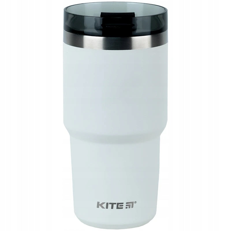 Kubek termiczny ze słomką ustnikiem 600 ml biały