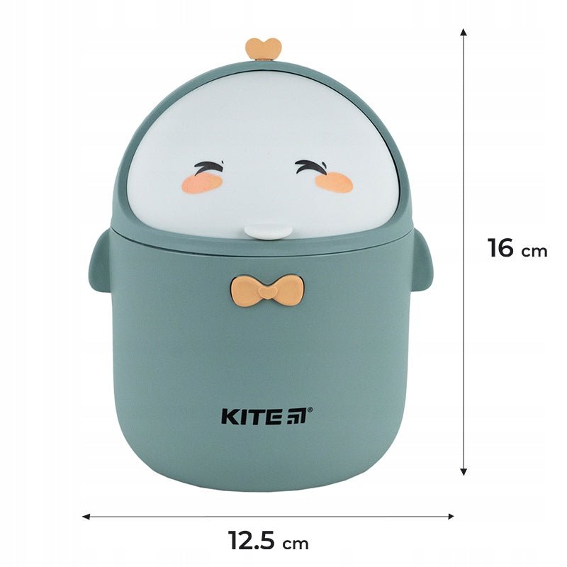 Kosz na śmieci na biurko dla dziecka zielony maskotka