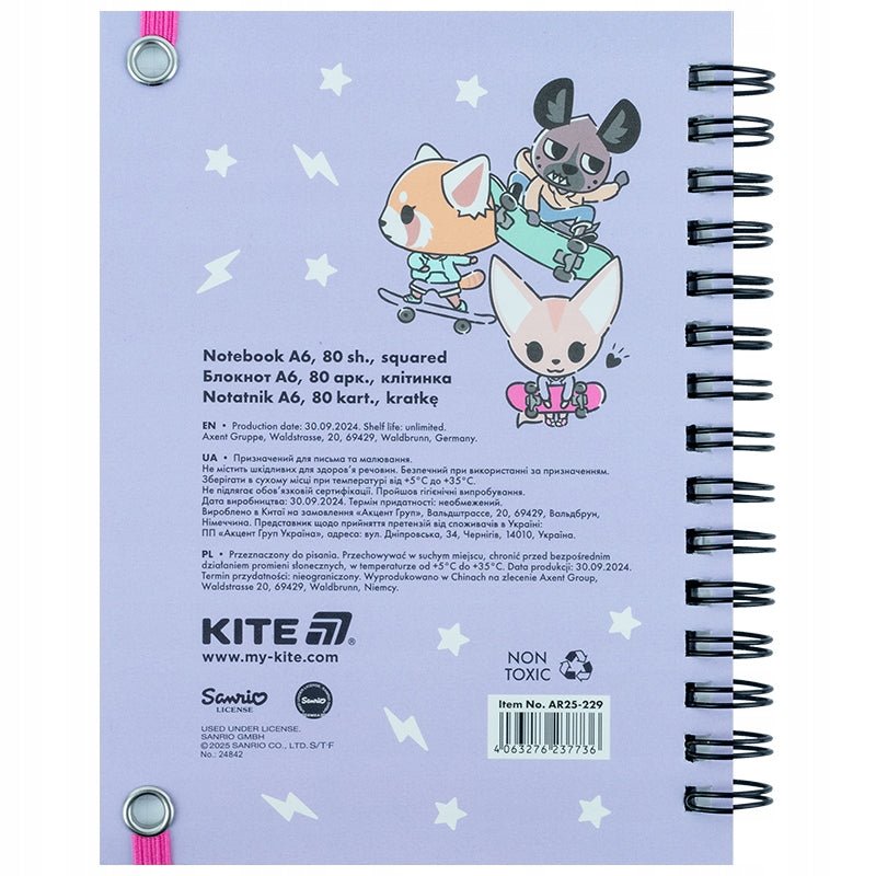 Kołonotatnik notes fioletowy 80 kartek Aggretsuko Kite