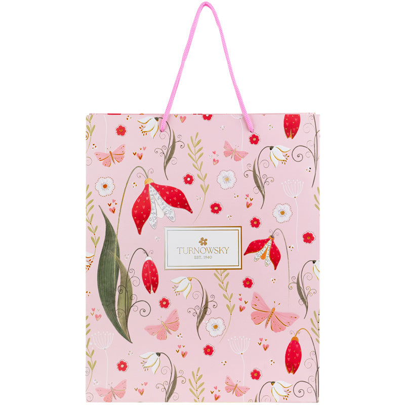 Widok z przodu różowej torby prezentowej Axent Turnowsky.