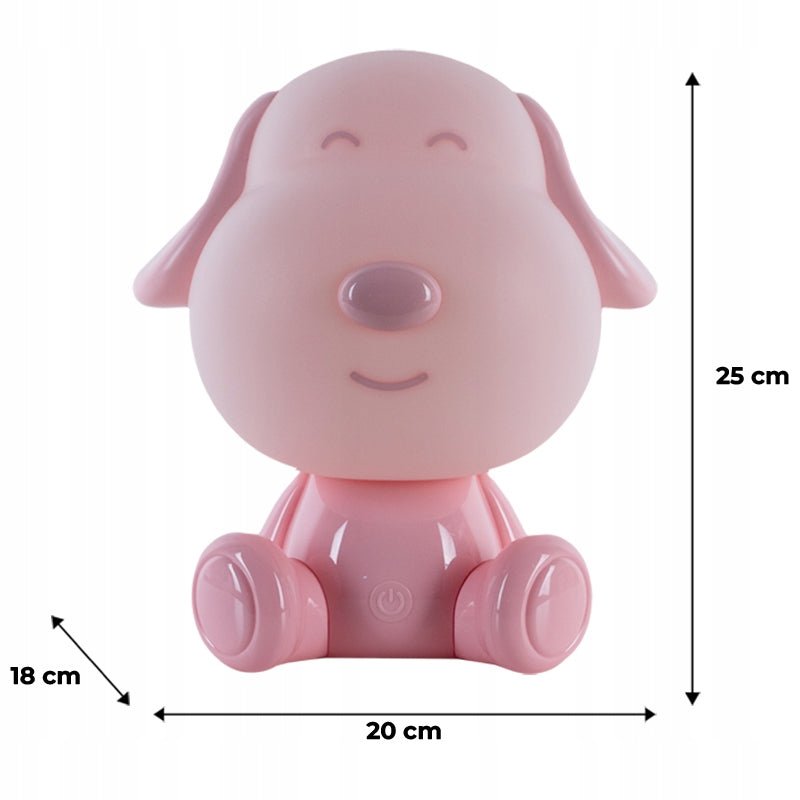 Wymiar lampy piesek rozowa
