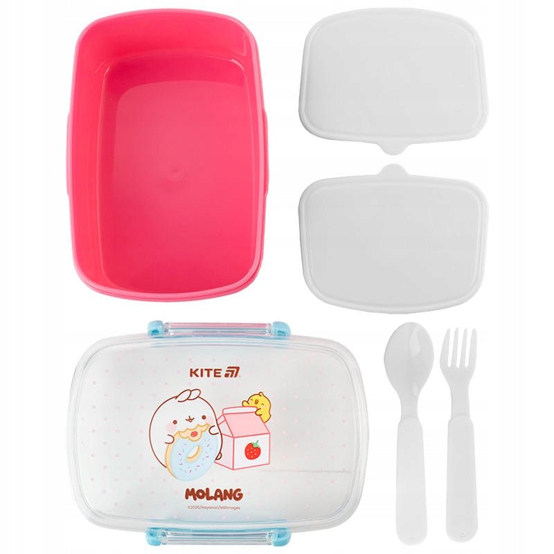 Lunchbox Śniadaniówka ze Sztućcami 750ml różowa Molang Kite