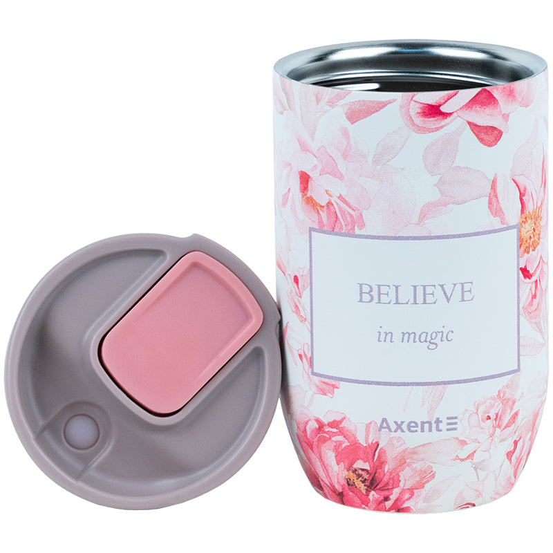 Widok z przodu na termokubek Axent z licencjonowanym wzorem Jewel Branding.