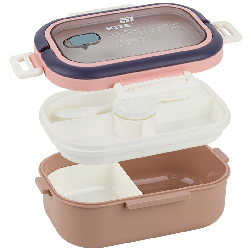 Plastikowy pojemnik z podziałem na trzy komory na różne dania