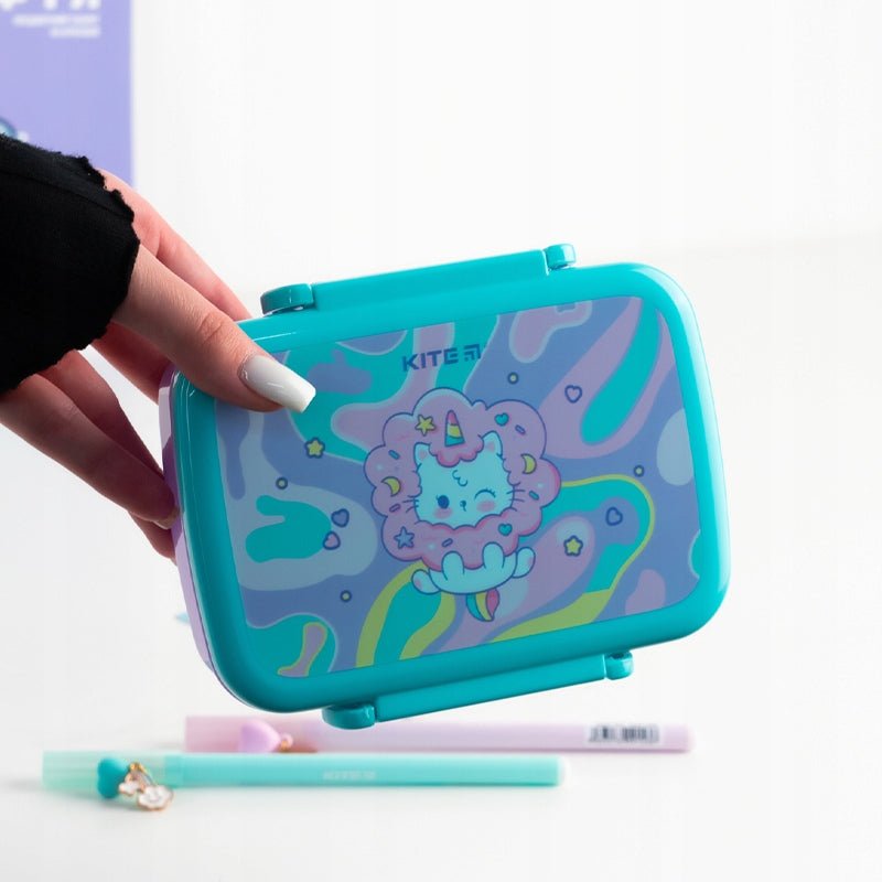 Snackbox dla dziewczynki z przegródkami 420 ml z kotkiem Kite