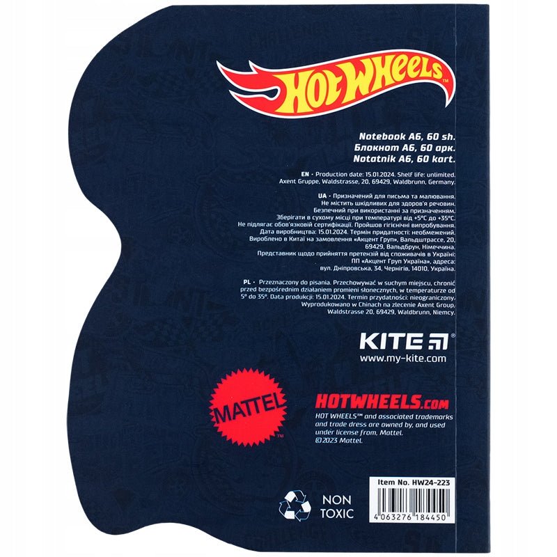 Notes pamiętnik 60 arkuszy kratka czarny Hot Wheels
