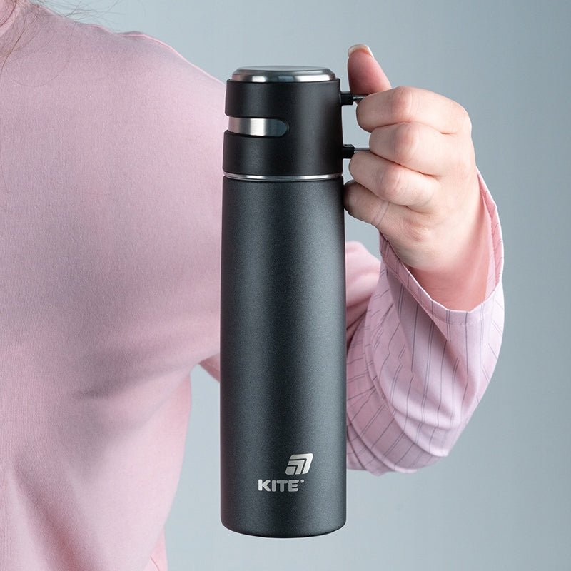 Termos z kubkiem metalowy 500 ml czarny