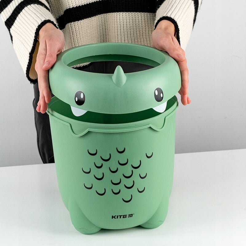 Kosz na śmieci na biurko dla dziecka zielony dinozaur