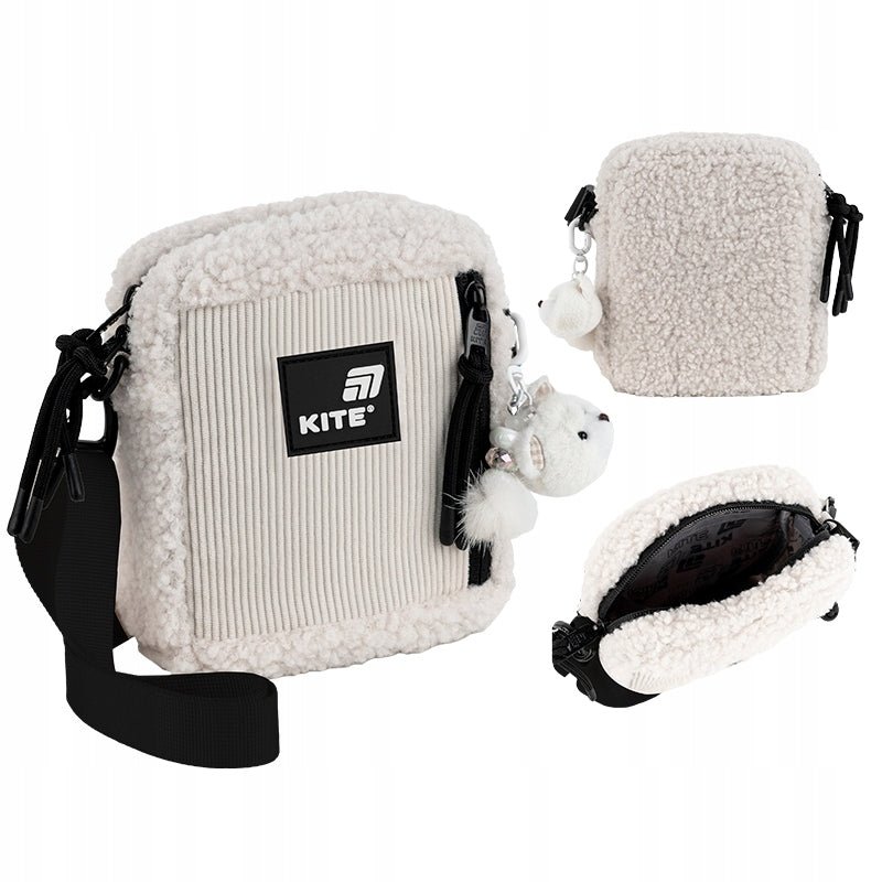 Torebka crossbody beżowa młodzieżowa z pluszem Kite