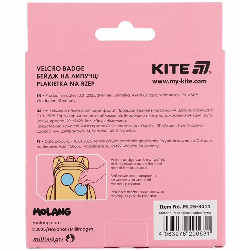 Stylowa naszywka na rzep Kite ML25-3011 z motywem Molang – personalizacja dla dzieci.