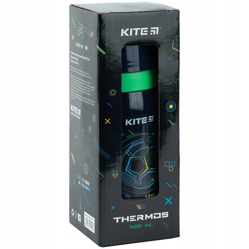 Termos dla chłopców z kubkiem metalowy Football 350 ml Kite