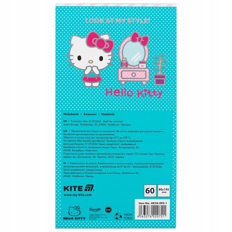 Notes notatnik magnetyczny 60 kartek Hello Kitty Kite