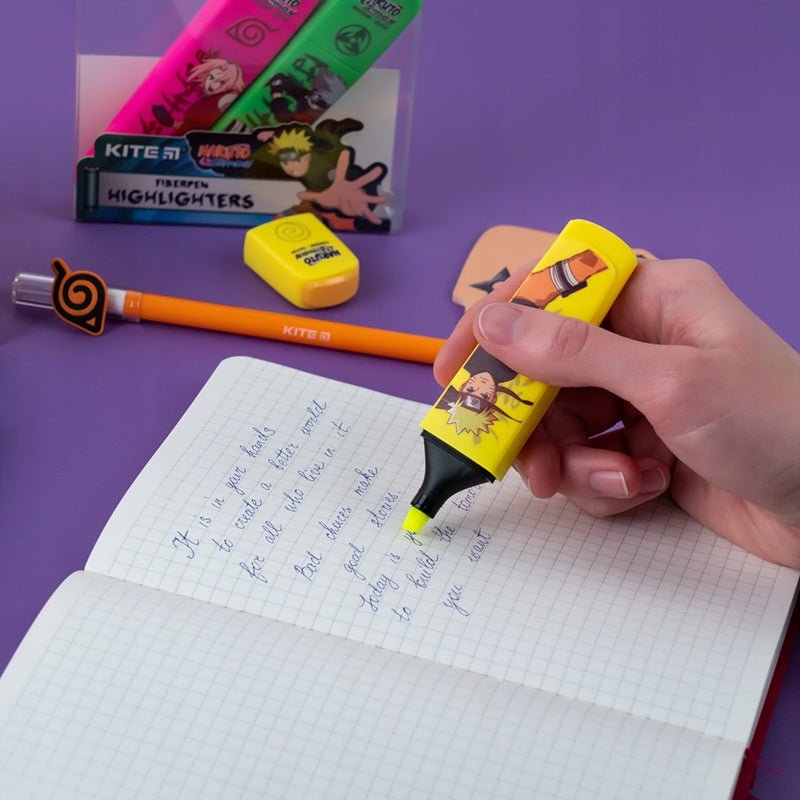 Markery zakreślacz zestaw 4 kolorów Naruto